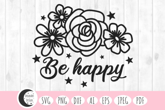 Be Happy Svg: A Floral Illustration for Local Business Branding