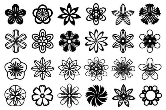 Black and White Flower Heads: Premium Graphics & Illustrations for Design