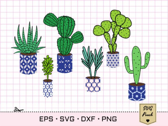 Cactus Pots Svg Bundle, Succulent Svg for Graphics & Illustrations
