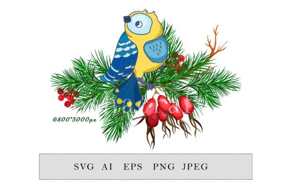 Christmas Composition with Bird: A Graphics and Illustrations Review