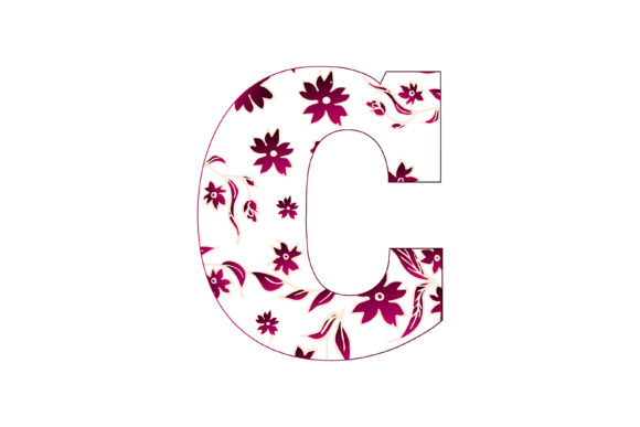 Colorful Floral Alphabet C for Graphics and Illustrations