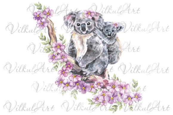 Cute Animals Koala Bear Watercolor Png for Graphics and Illustrations