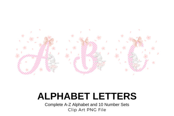 Easter Alphabet Bunny Floral Polka Dots Graphics