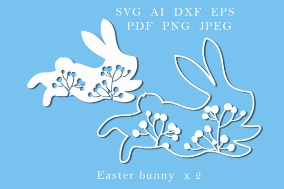 Easter Bunny with Berries and Branche Graphics for Editorial