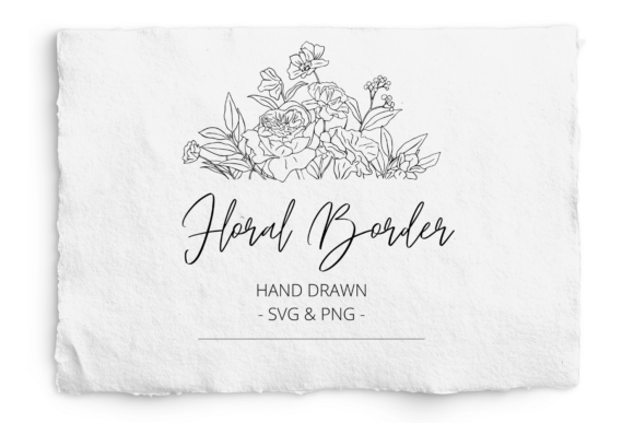 Floral Border SVG, Peony Foiling Design for Graphics and Illustrations