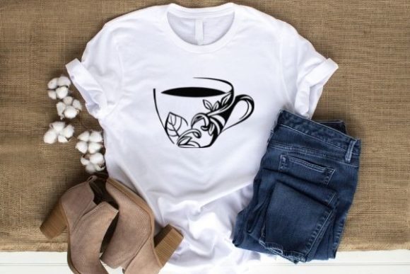 Floral Coffee Cup Graphics for Digital Sellers