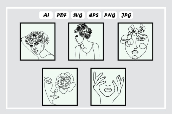 Floral Face Line Art Review for Embroidery Projects