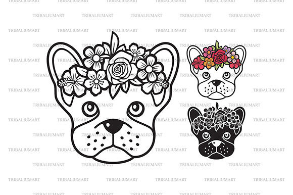 Floral French Bulldog Graphics for Handmade Creations