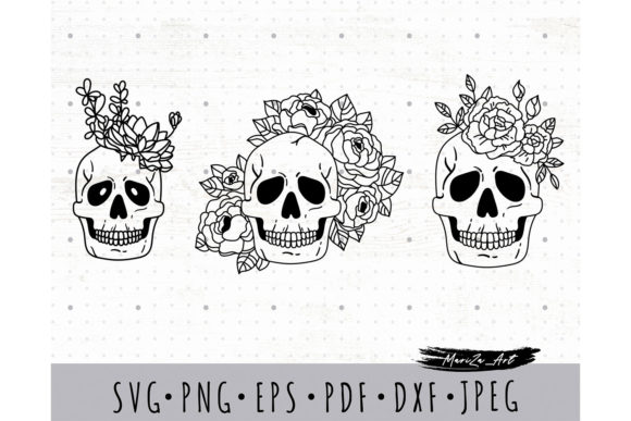 Floral Halloween Skull SVG PNG Bundle for Creative Projects