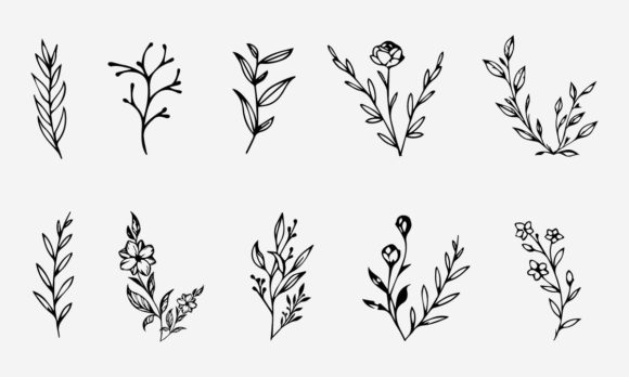 Flower Line Drawing Vector Illustration Graphics for Handmade Creators