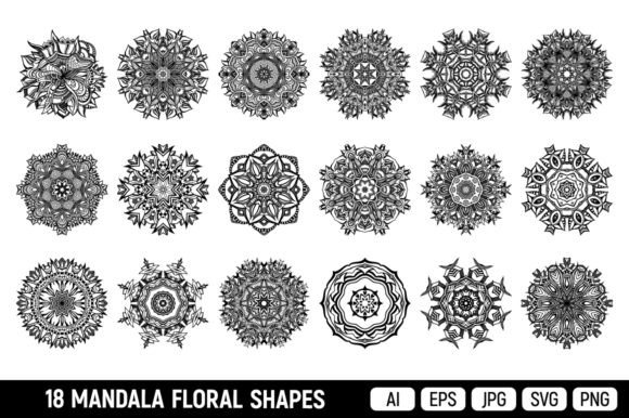 Mandala Floral Shapes, Vector Flowers for Branding and Marketing