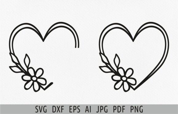 Open Heart Frame Svg Cute Flower Heart Graphics and Illustrations Review