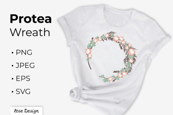 Pink Protea Flower Wreath Graphics for Illustrations