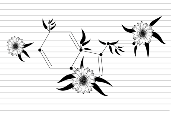 Serotonin Chemistry Flower Graphic for Modern Graphics and Illustrations