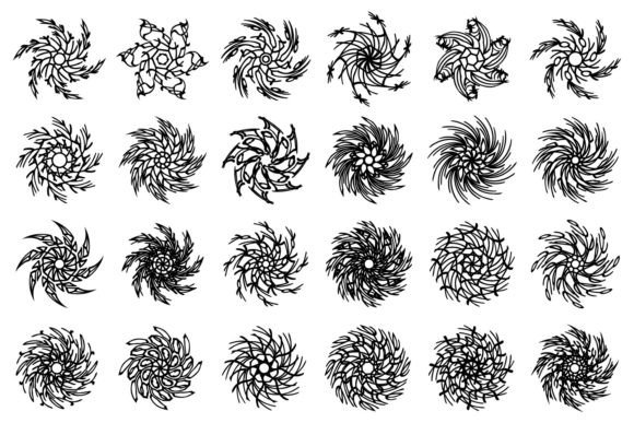 Spinning Mandala Design Elements for Graphics and Illustrations