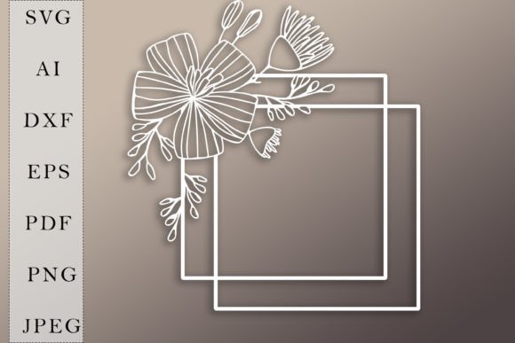 Square Frame Daisy Flowers Vector Graphics for Digital Products