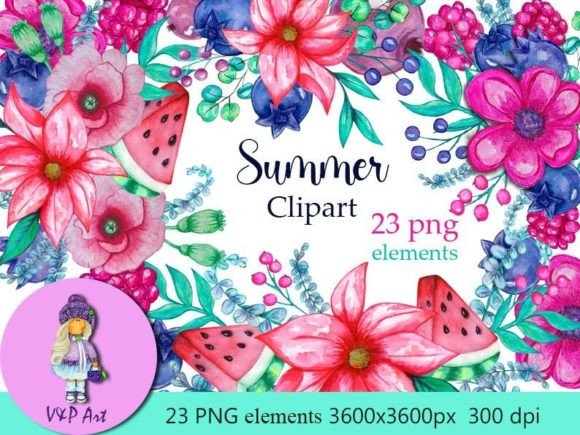 Summer Watercolor Clipart: Fresh Graphics for Illustrations