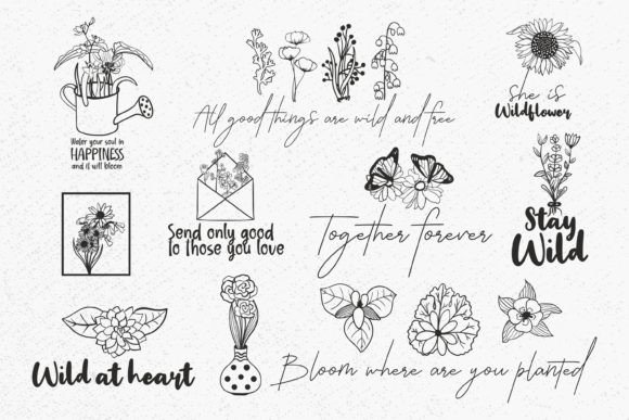 Wildflower Saying Quote, Wildflowers: A Designer's Review of Graphics and Illustrations